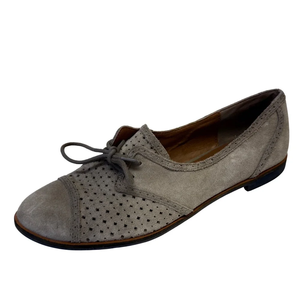 DV by Dolce Vita Womens Grey Suede Perforated Lace Up Oxford Flats Size 6.5 - Picture 4 of 8